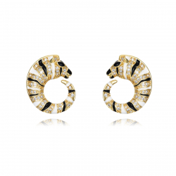 Pendiente Plata Circonita Pendientes Cebra - 26 mm - Circonita Blanca - Bañado oro
