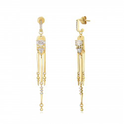 Silver Zircon Earrings White Zirconia Earrings 62mm Gold Plated and Rhodi