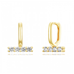 Silver Zircon Earrings Rectangular Earrings - Bar 11mm - Gold Plated and Rhodium Silver
