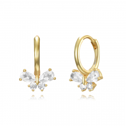 Silver Zircon Earrings Hoop Earrings 11mm - Butterfly 10,50mm - Gold Plated and Rhodium Silver