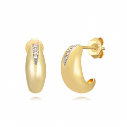 Pendiente Plata Circonita Pendientes Circonita - 13 mm -  Bañada Oro Y Plata Rodiada