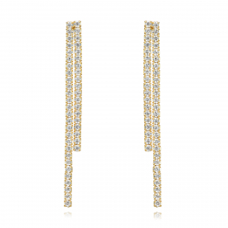 Silver Zircon Earrings Zircon Earrings - Tennis 50mm - Gold Plated and Rhodium Silver