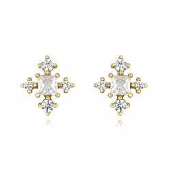 Boucles D'Oreilles Argent Zircone Boucles d'oreilles flocon de neige - 9 mm - Zirconium - Plaqué Or et Argent Rhodié