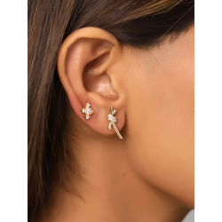 Silver Zircon Earrings Snowflake Earrings - 9 mm - Zirconia - Gold plated and Rhodium Silver