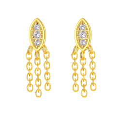 Pendiente Plata Circonita Pendientes Ojo - Circonita 6*3mm- Bañado Oro y Plata Rodiada
