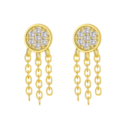 Pendiente Plata Circonita Pendientes Circulo - Circonita 5mm- Bañado Oro y Plata Rodiada
