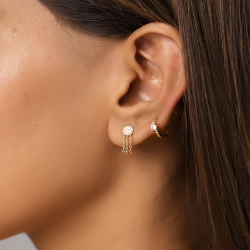 Pendiente Plata Circonita Pendientes Circulo - Circonita 5mm- Bañado Oro y Plata Rodiada