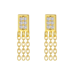 Pendiente Plata Circonita Pendientes Rectangulo - Circonita 5*3,3mm- Bañado Oro y Plata Rodiada