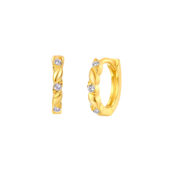 Pendiente Plata Circonita Pendientes Aro - Circonita 11 mm - Bañado Oro y Plata Rodiada