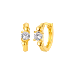 Pendiente Plata Circonita Pendientes Aro - Circonita 3mm 11 mm - Bañado Oro y Plata Rodiada