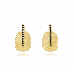 Pendiente Plata Circonita Pendientes Pluma - 18*11 mm - Circonita - Bañado oro y Plata Rodiada