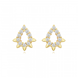 Pendiente Plata Circonita Pendientes Lágrima - 8 mm - Circonita - Bañado oro y Plata Rodiada