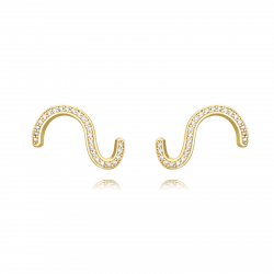 Pendiente Plata Circonita Pendientes Ola - 17*9 mm - Circonita - Bañado oro y Plata Rodiada