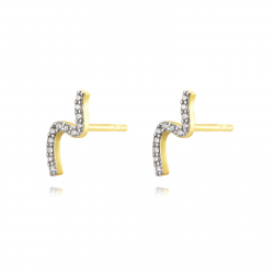 Pendiente Plata Circonita Pendientes Ola - 11*4 mm- Circonita - Bañado oro y Plata Rodiada