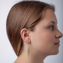 Pendiente Plata Circonita Pendientes Ola - 11*4 mm- Circonita - Bañado oro y Plata Rodiada