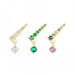 Pendiente Plata Circonita Pendientes Triángulo Circonita - 13 mm - Bañado Oro y Plata Rodiada