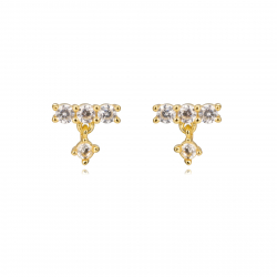 Pendiente Plata Circonita Pendientes 6 mm - Circonita - Bañado oro y Plata Rodiada