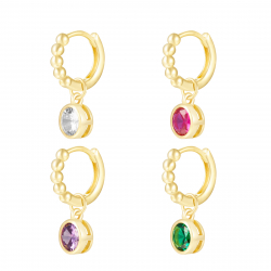Pendiente Plata Circonita Pendientes aro Círculo - Circonita - 12 mm - Bañado Oro
