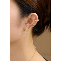 Pendiente Plata Circonita Pendientes aro Círculo - Circonita - 12 mm - Bañado Oro