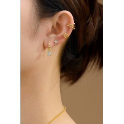 Pendiente Plata Circonita Pendientes aro Cuadrado - Circonita - 12 mm - Bañado Oro