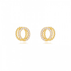 Pendiente Plata Circonita Pendientes Circulo - 8mm Circonita - Bañado Oro y Plata Rodiada