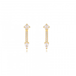 Pendiente Plata Circonita Pendientes Circonita - Flecha 21mm - Bañado Oro y Plata Rodiada