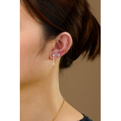 Pendiente Plata Circonita Pendientes Circonita - Flecha 21mm - Bañado Oro y Plata Rodiada