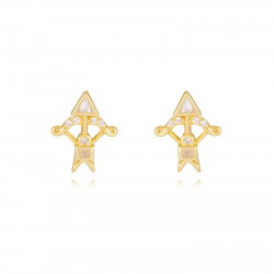 Pendiente Plata Circonita Pendientes Circonita - Flecha 10,5*8,5mm - Bañado Oro y Plata Rodiada