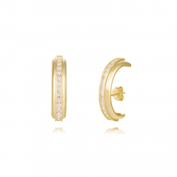 Pendiente Plata Circonita Pendientes Circonita - 25mm -  Bañada Oro Y Plata Rodiada