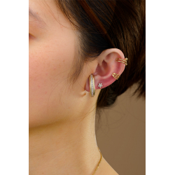 Pendiente Plata Circonita Pendientes Circonita - 25mm -  Bañada Oro Y Plata Rodiada