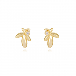 Pendiente Plata Circonita Pendientes Plata - Hojas 7*5 mm - Bañado Oro y Plata Rodiada