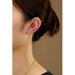 Pendiente Plata Circonita Pendientes Plata - Hojas 7*5 mm - Bañado Oro y Plata Rodiada