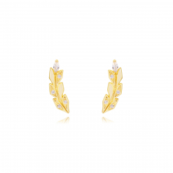 Pendiente Plata Circonita Pendientes Plata - Hojas 7,5*14,50 mm - Bañado Oro y Plata Rodiada