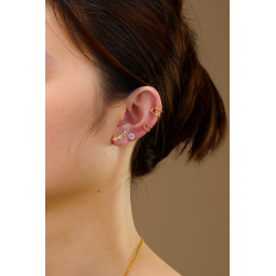 Pendiente Plata Circonita Pendientes Plata - Hojas 7,5*14,50 mm - Bañado Oro y Plata Rodiada