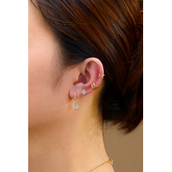 Pendiente Plata Circonita Pendientes aro Rectángulo - Circonita - 12 mm - Bañado Oro