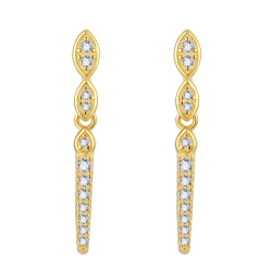 Ohrringe Silber Zirkonia Zirkon-Ohrringe 23 mm – Zirkonia – vergoldet und rhodiniertes Silber