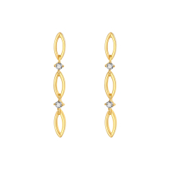Pendiente Plata Circonita Pendientes Circonita - 3 Marquesa - 30 mm - Bañado Oro y Plata Rodiada