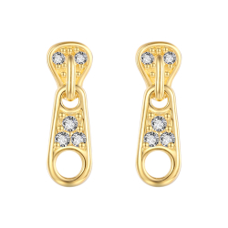Pendiente Plata Circonita Pendientes Circonita Cremallera - 11 mm - Bañado Oro y Plata Rodiada