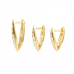 Pendiente Plata Circonita Pendientes Triangulo - 7mm - Circonita - Bañado Oro y Plata Rodiada