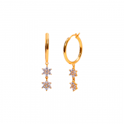 Pendiente Plata Circonita Pendientes Circonita - Estrella 10mm Aro 16mm - Bañado Oro