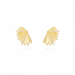 Pendiente Plata Circonita Pendientes Destello - 19 mm- Circonita Blanca - Bañado oro