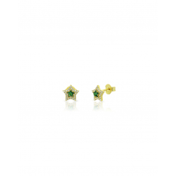 Ohrringe Silber Zirkonia Ohrringe Zirkonia - Stern 7,5mm - Vergoldet und rhodiniertes Silber