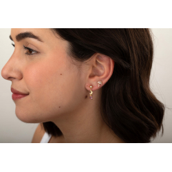 Ohrringe Silber Zirkonia Ohrringe Champignon - Weiße Zirkonia - 9,8*7,3&nbsp;mm - Vergoldet und rhodiniertes Silber