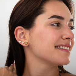 Pendiente Plata Circonita Pendientes Caracola - 8*10.5mm - Circonita - Bañado oro y Plata Rodiada
