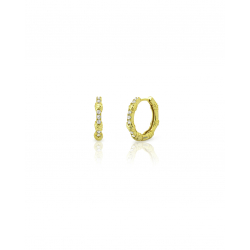 Pendiente Plata Circonita Pendientes Aro - Circonita Blanca - 16,5mm - Bañado Oro y Plata Rodiada