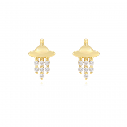 Ohrringe Silber Zirkonia Ohrringe – Außerirdischer-Zirkonia – 10 mm – vergoldet und rhodiniertes Silber