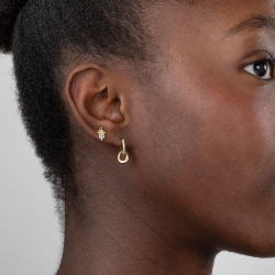 Ohrringe Silber Zirkonia Ohrringe – Außerirdischer-Zirkonia – 10 mm – vergoldet und rhodiniertes Silber