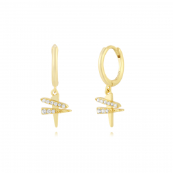 Pendiente Plata Circonita Pendientes Circonita Aro - 12*10mm - Bañado Oro y Plata Rodiada