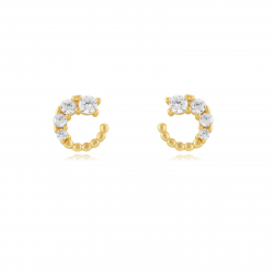 Ohrringe Silber Zirkonia Ohrringe Zirkonia -  6&nbsp;mm - Vergoldet und Rhodiumsilber