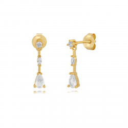 Ohrringe Silber Zirkonia Ohrringe Zirkonia -  15&nbsp;mm - Vergoldet und Rhodiumsilber